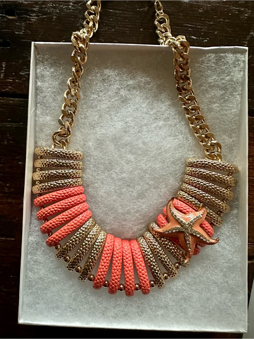 Carolee Coral and Gold Starfish Necklace